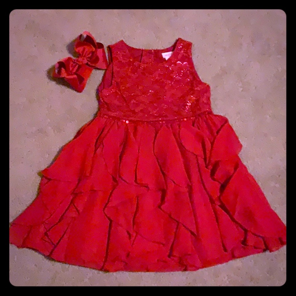 Red ruffle Christmas dress.  Pretty and elegant!